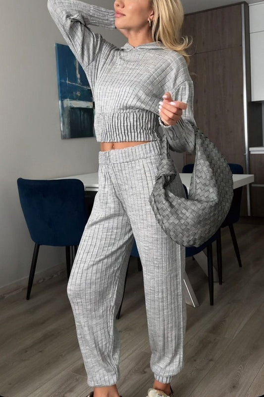 Women's sequined shirt and trousers suit Gray