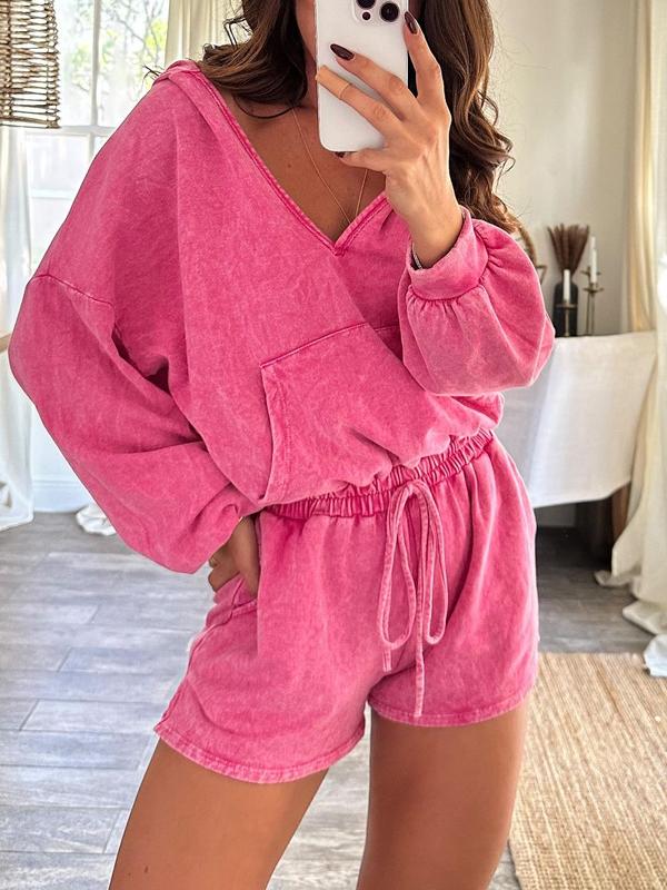 Casual Long Sleeve Romper Jumpsuit Pink