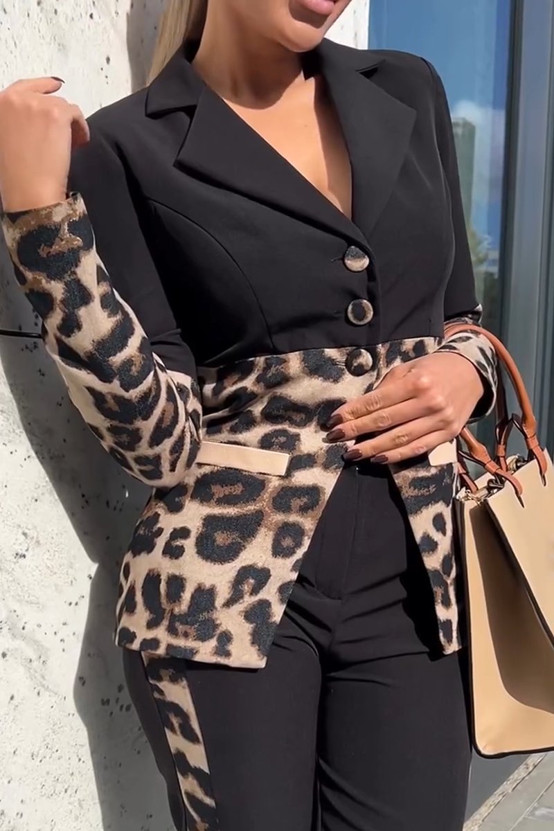 Women's Leopard Print Blazers Suit