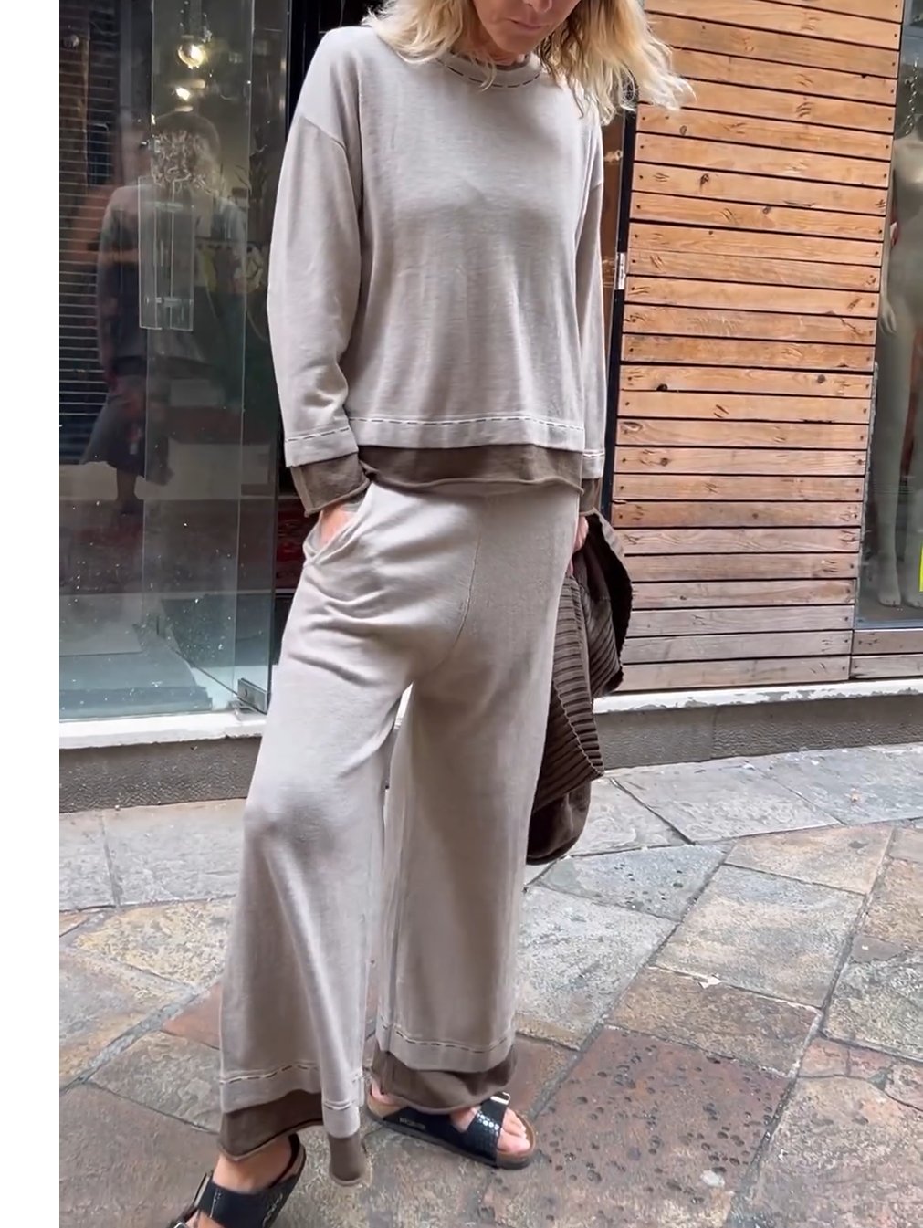 Women's color block patchwork casual pants suit