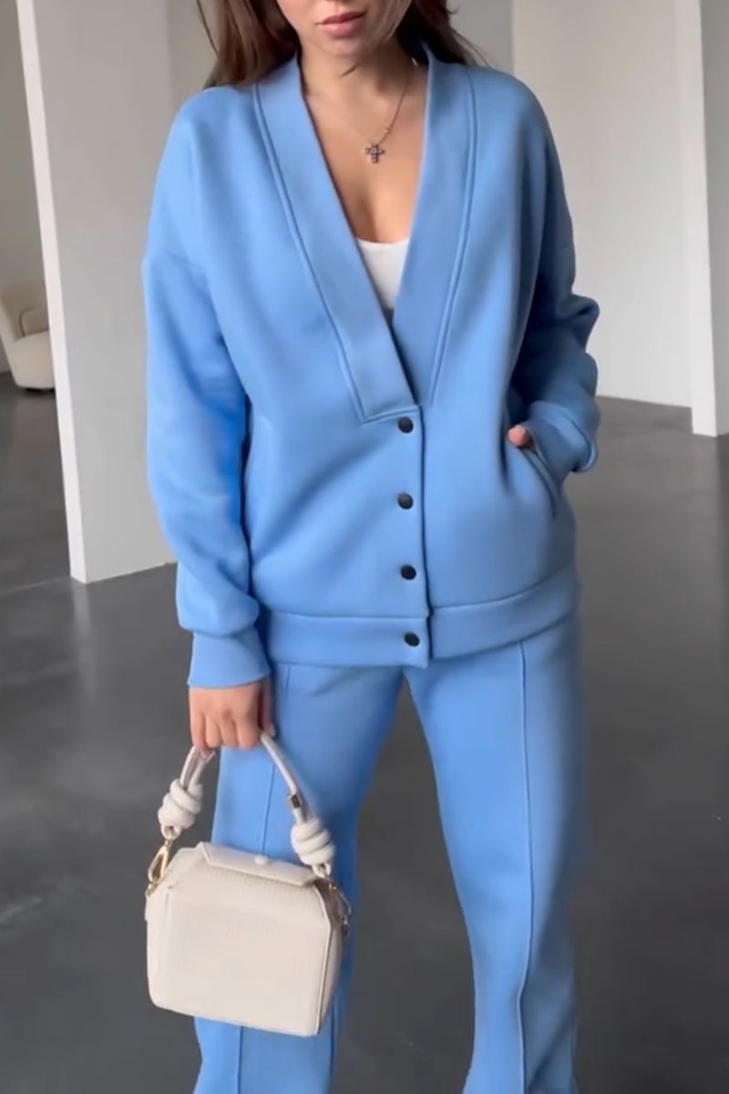 Women's Casual Solid Color Two-piece Pants Suit