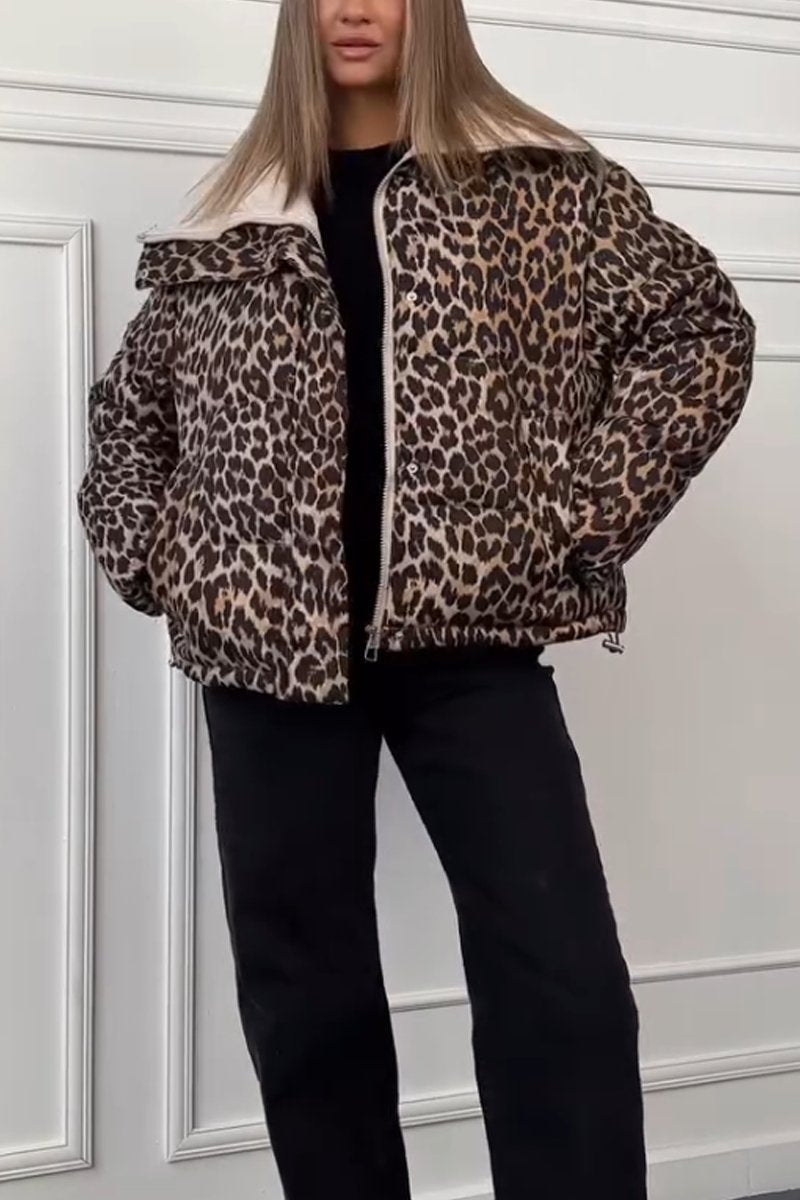 Woman 2024 Retro Leopard Print Warm Thick Coat