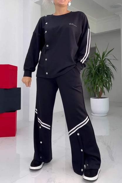 Ladies Casual Slant Placket Button Design Suit