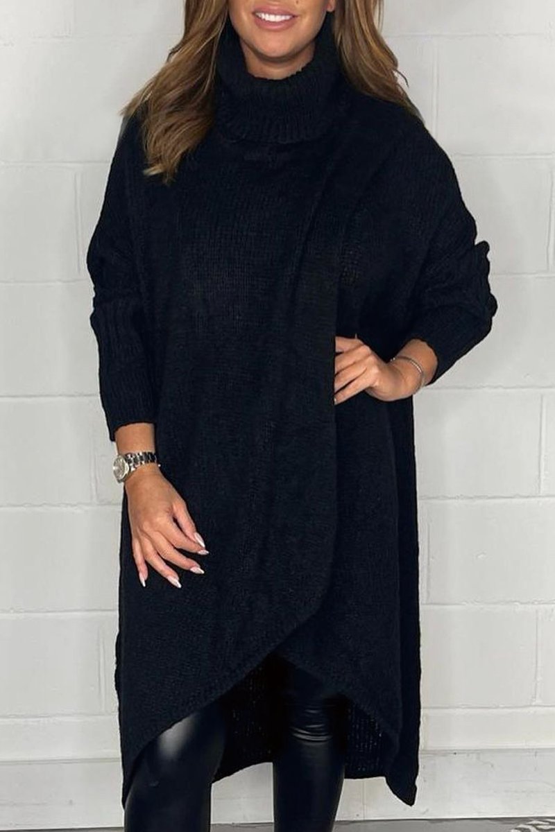 Women's Gorgeous cross over roll neck jumper Black