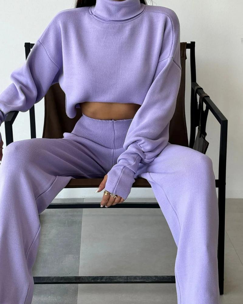 Women's Stretch Turtleneck Sweater Set