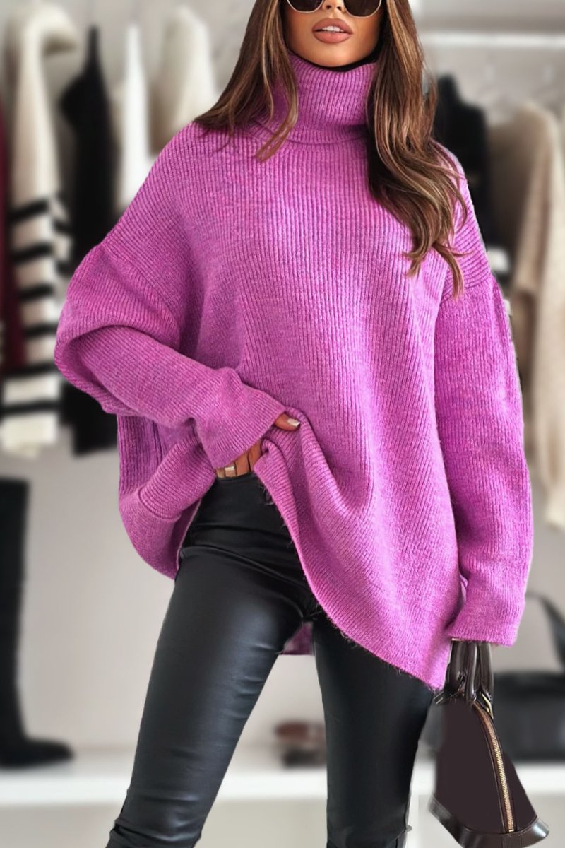 Women's Casual Turtleneck Sweater purple