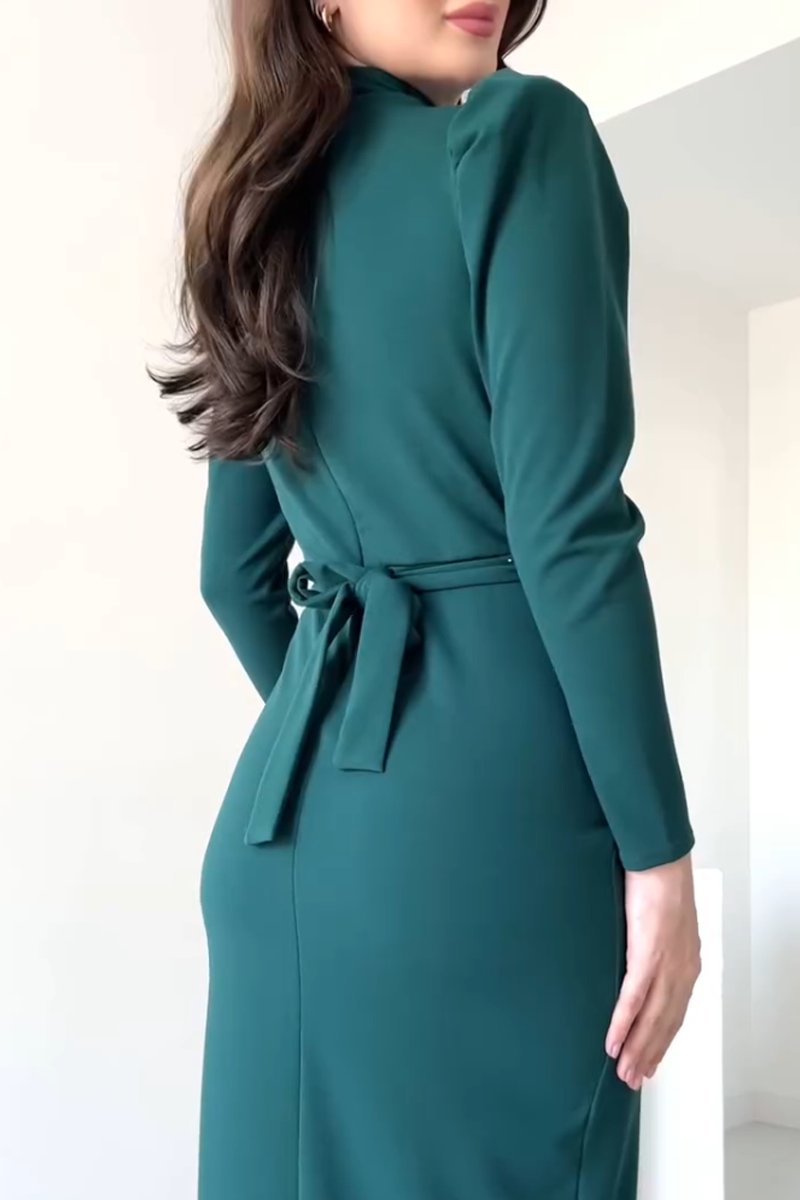 Women's Elegant Puff Sleeve Slit Dress