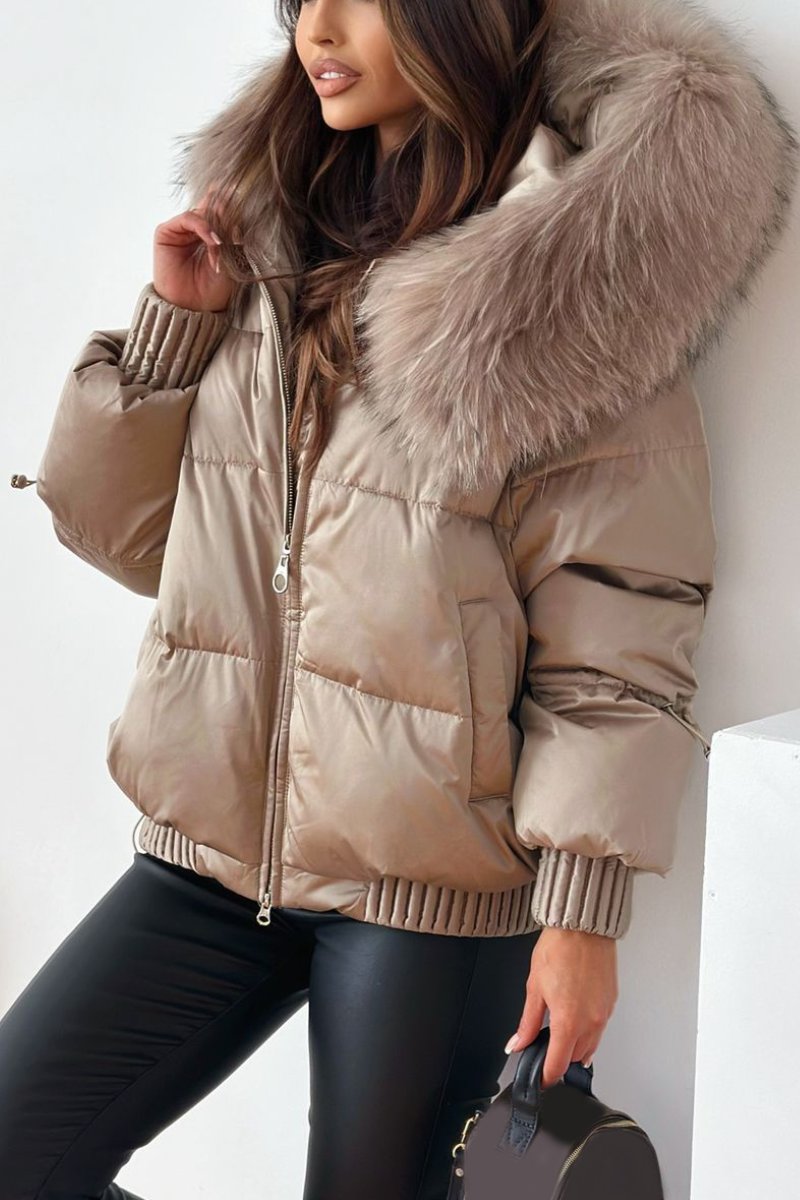 Women's Casual Hooded Thick Coat brown