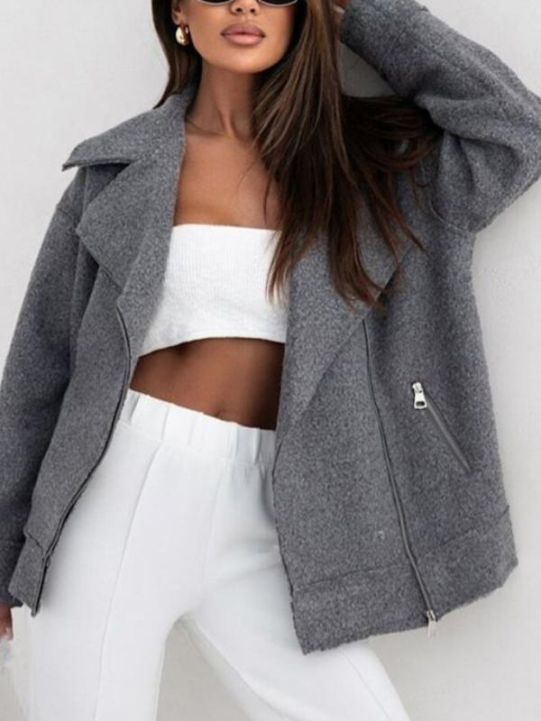 Women's Casual Lapel Solid Color Sweater