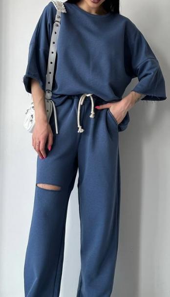 Women's Short-sleeved Tracksuit blue