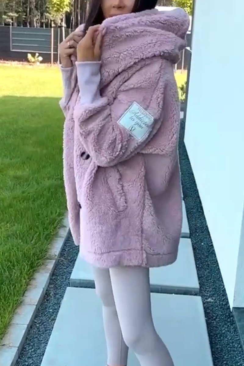 Women's Plush Hooded Jacket Pink