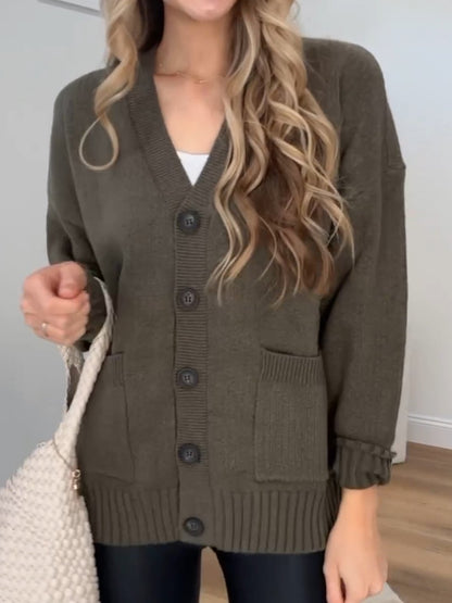 Women's Casual V-neck Knitted Cardigan