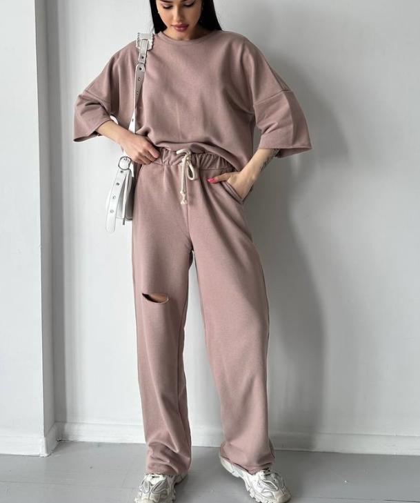 Women's Short-sleeved Tracksuit brown