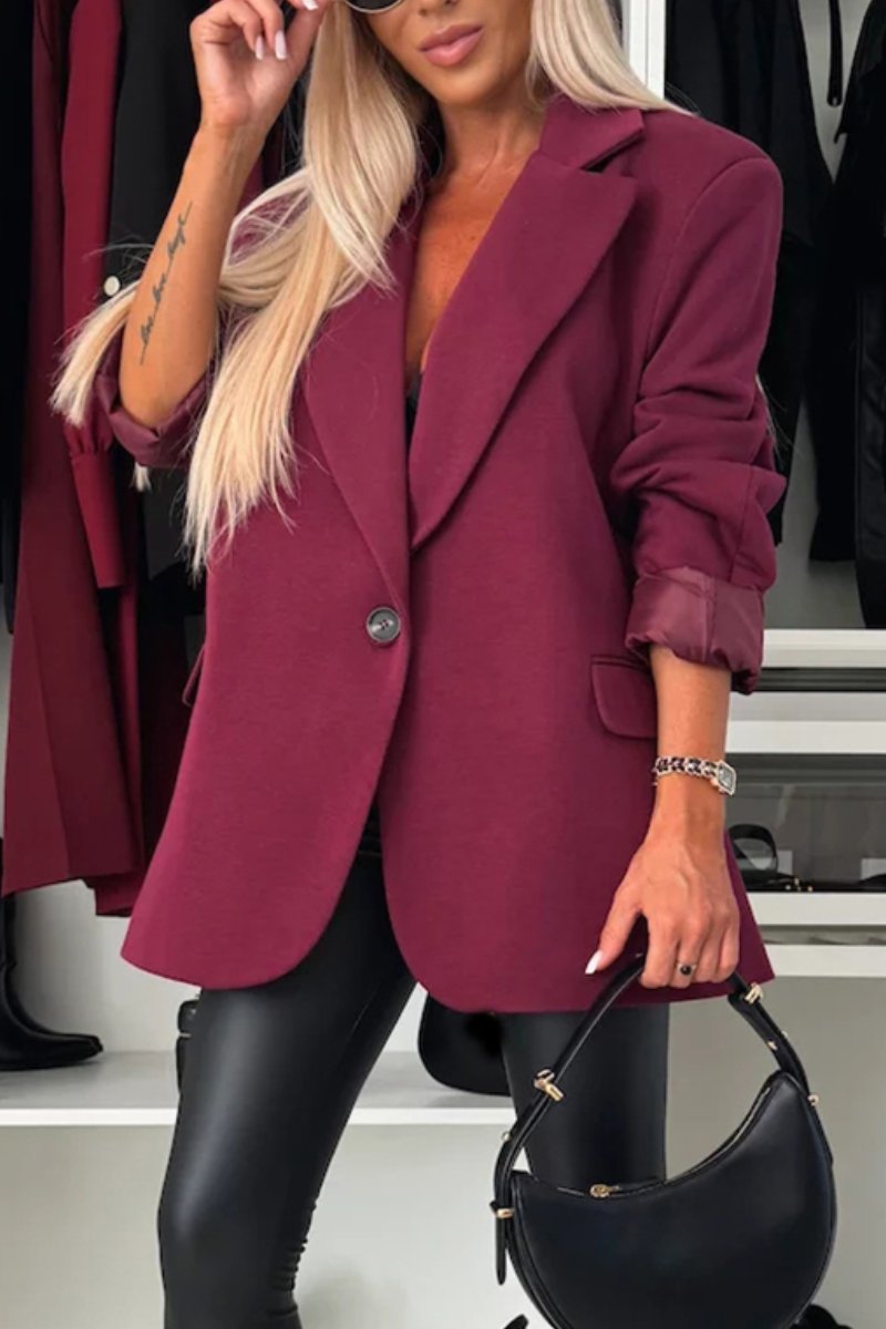 Women's Spring/fall Solid Color Lapel Suit Jacket