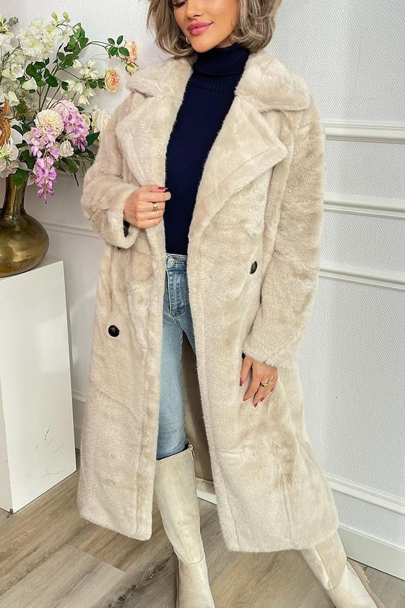 Women's Faux Fur Jacket Overcoats Beige