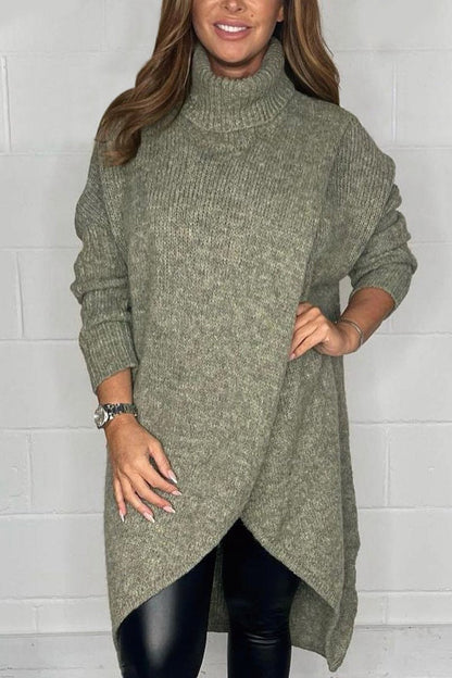 Women's Gorgeous cross over roll neck jumper Green