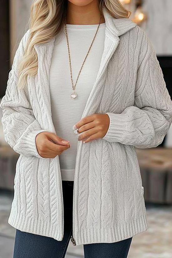 Casual knitted jacket white