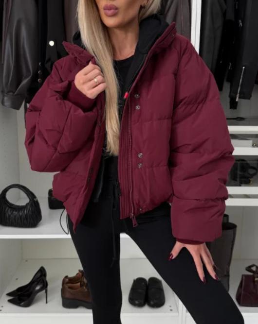 Women's Casual Zipper Coat red