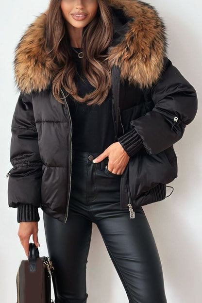 Women's Casual Hooded Thick Coat black