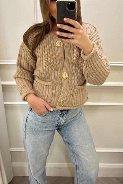 Women's Gold Button Knit Cardigan