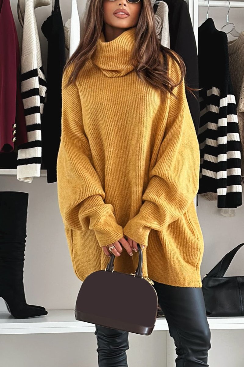 Women's Casual Turtleneck Sweater yellow