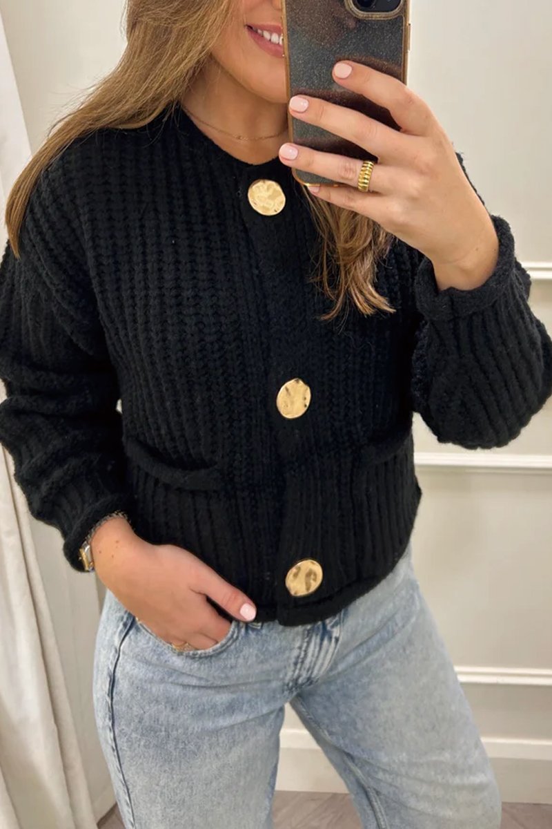 Women's Gold Button Knit Cardigan