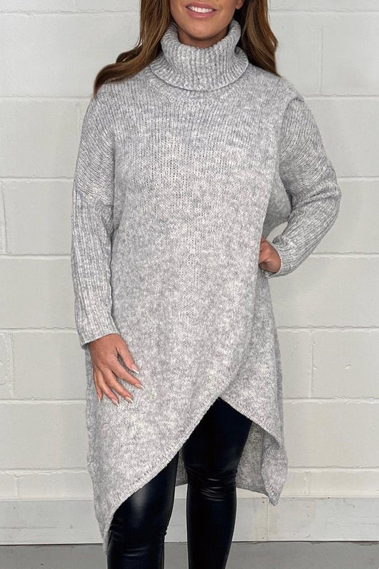 Women's Gorgeous cross over roll neck jumper Gray