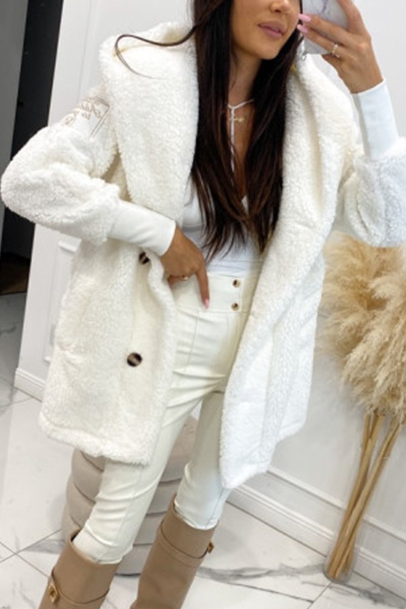 Women's Plush Hooded Jacket White