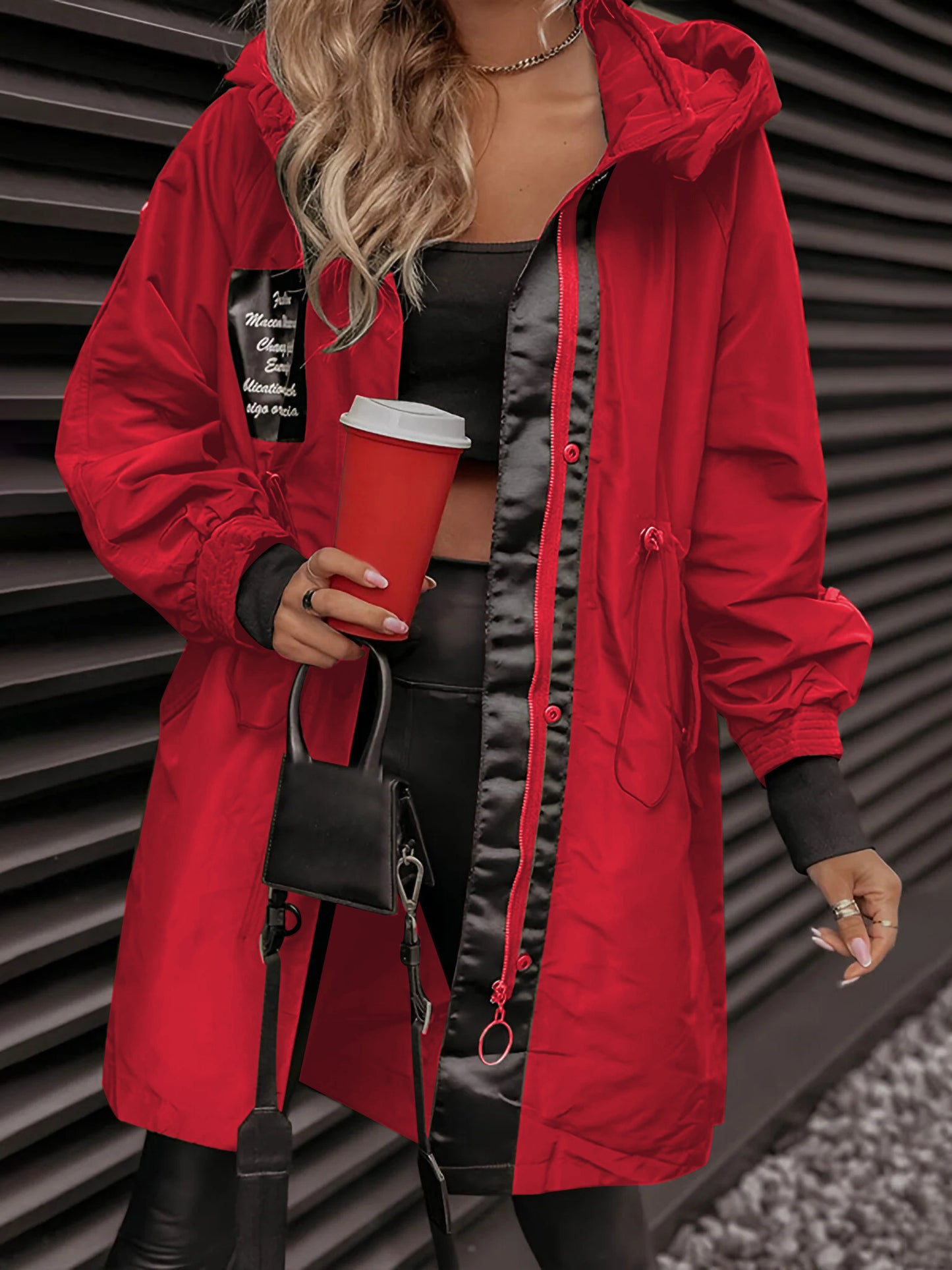 Women's Hooded Long Sleeve Jacket red